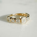 Bezel Set 1.78 Ct Emerald & Asscher Cut Moissanite Engagement Ring