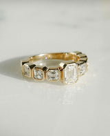 Bezel Set 1.78 Ct Emerald & Asscher Cut Moissanite Engagement Ring
