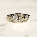 Bezel Set Three Stone 2.01 Ct Cushion Cut Moissanite Engagement Ring