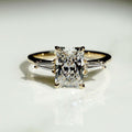 Three Stone 2 Ct Radiant Cut Moissanite Engagement Ring
