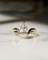 1.65 Ct Elongated Pear Cut Moissanite Engagement Ring