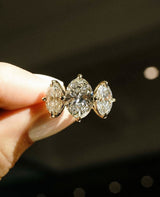 Three Stone 5.22 Ct Oval Cut Moissanite Engagement Ring