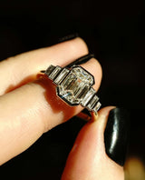 Bezel Set 2.06 Ct Emerald Cut Moissanite Engagement Ring
