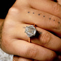 3.97 Ct Emerald Cut Moissanite Engagement Ring