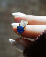 Toi Et Moi 1.70 Ct Cushion & Oval Cut Moissanite Engagement Ring