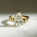 Lasagna Band 2.85 Ct Elongated Pear Cut Moissanite Engagement Ring