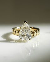 Lasagna Band 2.85 Ct Elongated Pear Cut Moissanite Engagement Ring