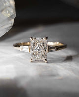 Three Stone 2 Ct Radiant Cut Moissanite Engagement Ring