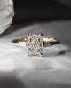 Three Stone 2 Ct Radiant Cut Moissanite Engagement Ring