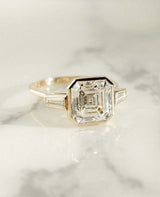 Bezel Set 2.85 Ct Asscher Cut Moissanite Engagement Ring