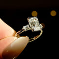 2.07 Ct Emerald Cut Moissanite Engagement Ring