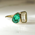 Toi Et Moi 3.05 Ct Pear & Emerald Cut Moissanite Engagement Ring