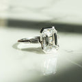 Bezel Set 3.40 Ct Emerald Cut Moissanite Engagement Ring