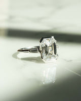 Bezel Set 3.40 Ct Emerald Cut Moissanite Engagement Ring