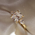 Three Stone 2 Ct Cushion Cut Moissanite Engagement Ring