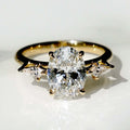 Three Stone 3 Ct Oval Cut Moissanite Engagement Ring