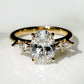 Three Stone 3 Ct Oval Cut Moissanite Engagement Ring