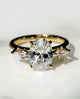 Three Stone 3 Ct Oval Cut Moissanite Engagement Ring