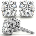 4-Prong Low-Profile Round Moissanite Basket Stud Earrings