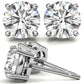 4-Prong Low-Profile Round Moissanite Basket Stud Earrings
