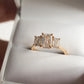 Three Stone 2.05 Ct Emerald Cut Moissanite Engagement Ring