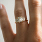 Three Stone 2.05 Ct Emerald Cut Moissanite Engagement Ring