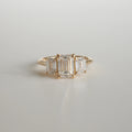 Three Stone 2.05 Ct Emerald Cut Moissanite Engagement Ring