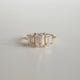 Three Stone 2.05 Ct Emerald Cut Moissanite Engagement Ring