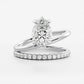 Double Band 2 Ct Elongated Pear Cut Moissanite Engagement Ring