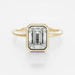 Bezel Set 3 Ct Emerald Cut Moissanite Engagement Ring