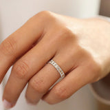 1.01 Ct Emerald Cut Wedding Band Women Moissanite Band